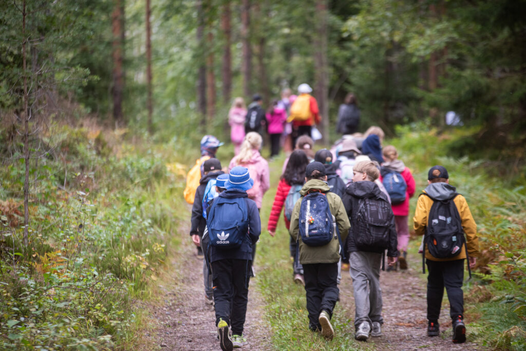 Alla sjätteklassare till skogen. Bild: Vilma Issakainen